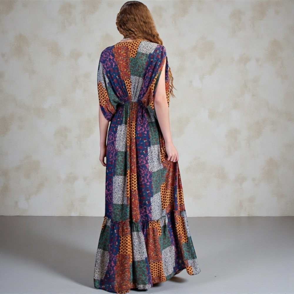 Bohemian Patchwork Maxi Dress - Picture 2 of 2